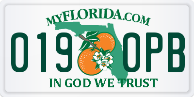FL license plate 0190PB