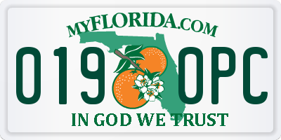 FL license plate 0190PC