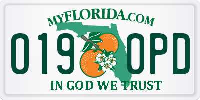 FL license plate 0190PD
