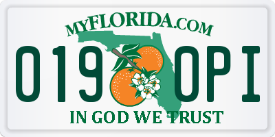 FL license plate 0190PI