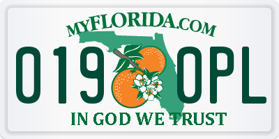 FL license plate 0190PL