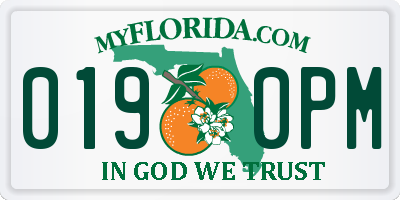 FL license plate 0190PM