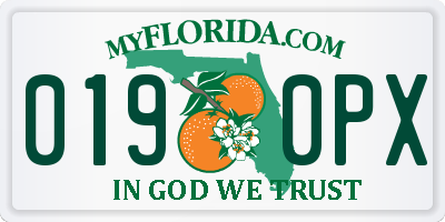 FL license plate 0190PX