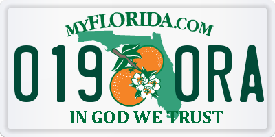 FL license plate 0190RA