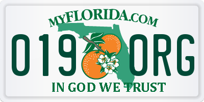 FL license plate 0190RG