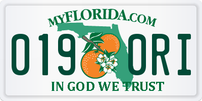 FL license plate 0190RI