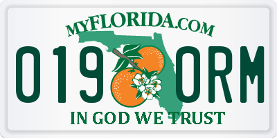 FL license plate 0190RM