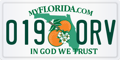 FL license plate 0190RV