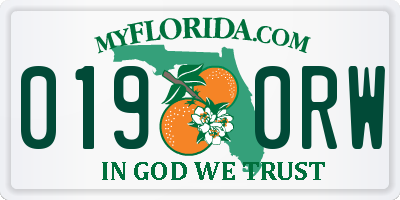 FL license plate 0190RW