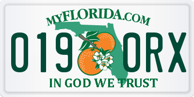 FL license plate 0190RX