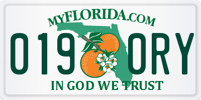 FL license plate 0190RY