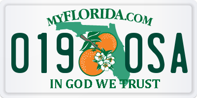 FL license plate 0190SA