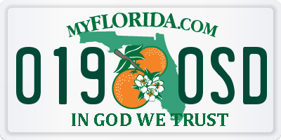FL license plate 0190SD