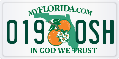 FL license plate 0190SH