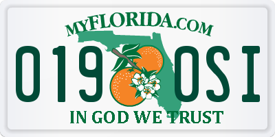 FL license plate 0190SI