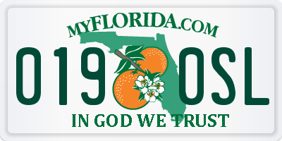 FL license plate 0190SL
