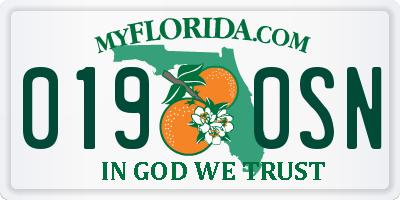 FL license plate 0190SN