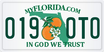 FL license plate 0190TO