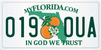 FL license plate 0190UA