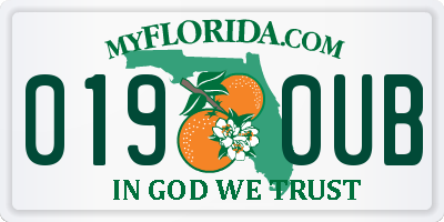 FL license plate 0190UB