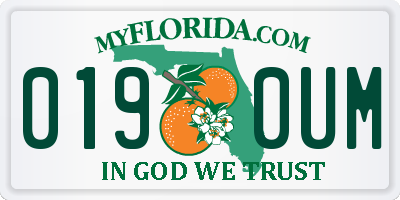 FL license plate 0190UM