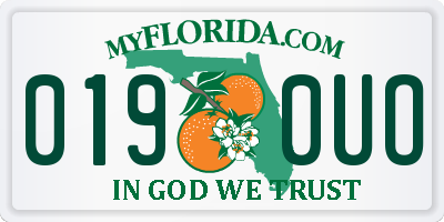 FL license plate 0190UO