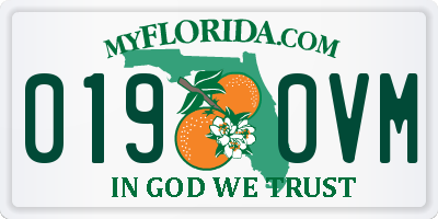 FL license plate 0190VM