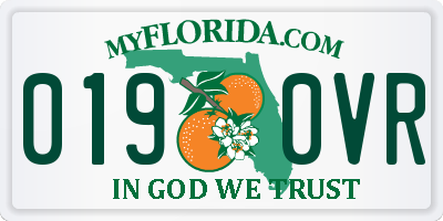 FL license plate 0190VR