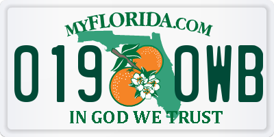 FL license plate 0190WB