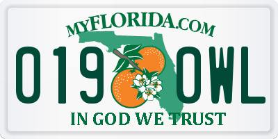 FL license plate 0190WL