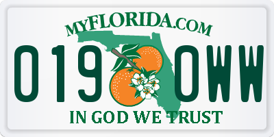 FL license plate 0190WW