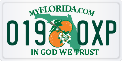 FL license plate 0190XP