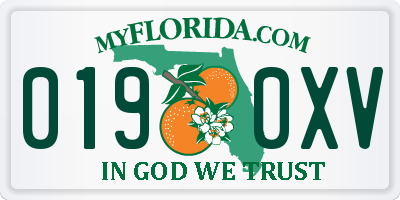 FL license plate 0190XV
