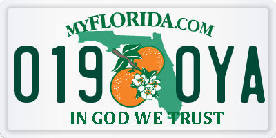 FL license plate 0190YA