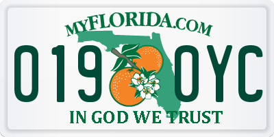 FL license plate 0190YC