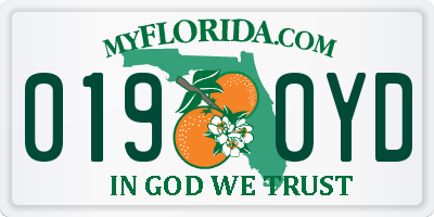 FL license plate 0190YD