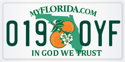 FL license plate 0190YF