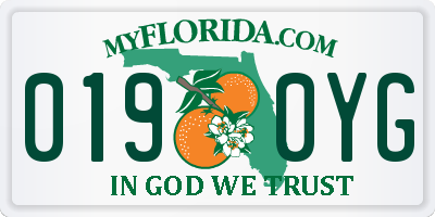 FL license plate 0190YG