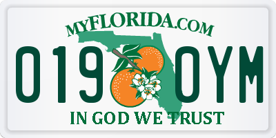 FL license plate 0190YM