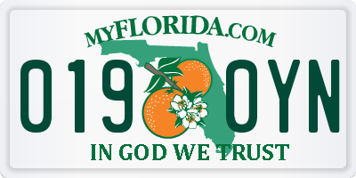 FL license plate 0190YN