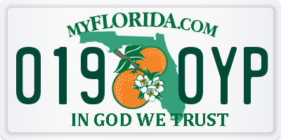 FL license plate 0190YP