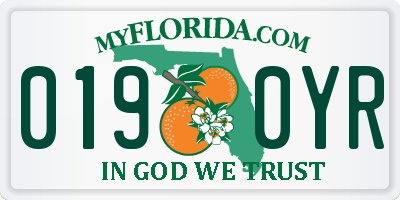 FL license plate 0190YR
