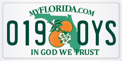 FL license plate 0190YS
