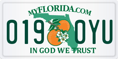 FL license plate 0190YU