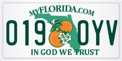 FL license plate 0190YV