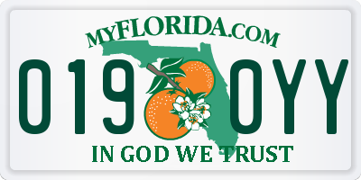FL license plate 0190YY