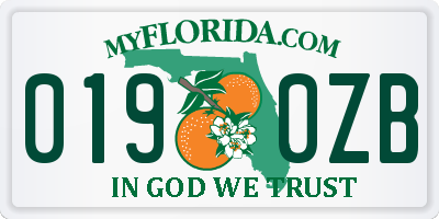 FL license plate 0190ZB