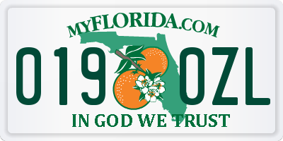 FL license plate 0190ZL
