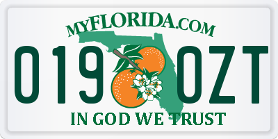 FL license plate 0190ZT