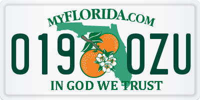 FL license plate 0190ZU